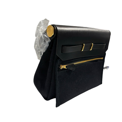 Brand New HERMES Toile Herbag Two Way Shoulder Bag Black Noir