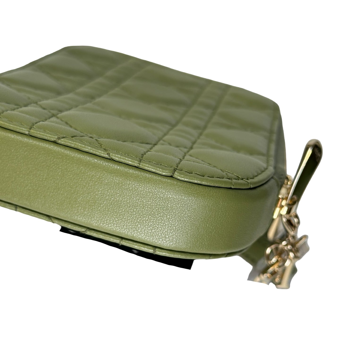 Used DIOR Cannage Cannage Pouch Green GHW