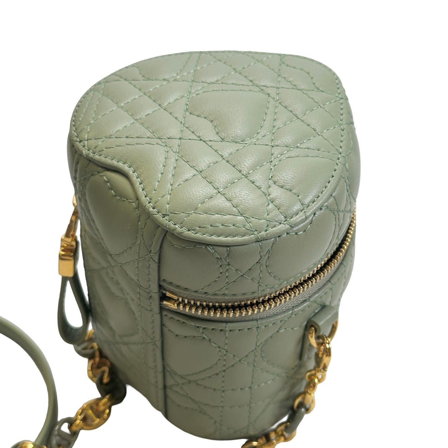 Used DIOR Cannage Dior Travel Vanity Case Vanity case Green GHW