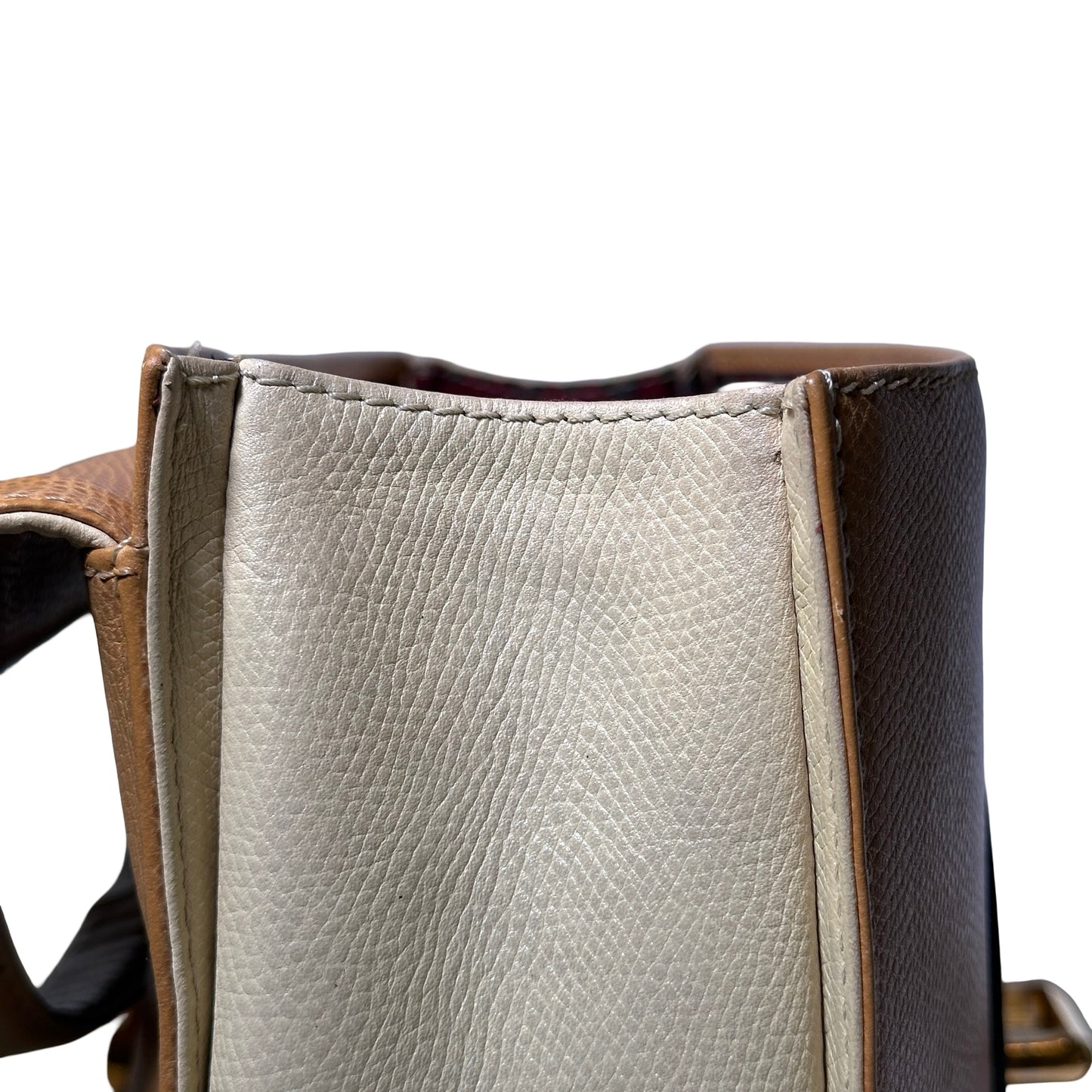 Used LOEWE Lambskin Leather Vintage Shoulder Shoulder Bag Beige Yellow