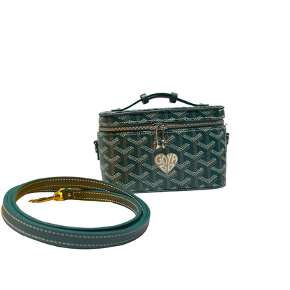 Used GOYARD Canvas Vanity Case Cross Body Bag Green PHW