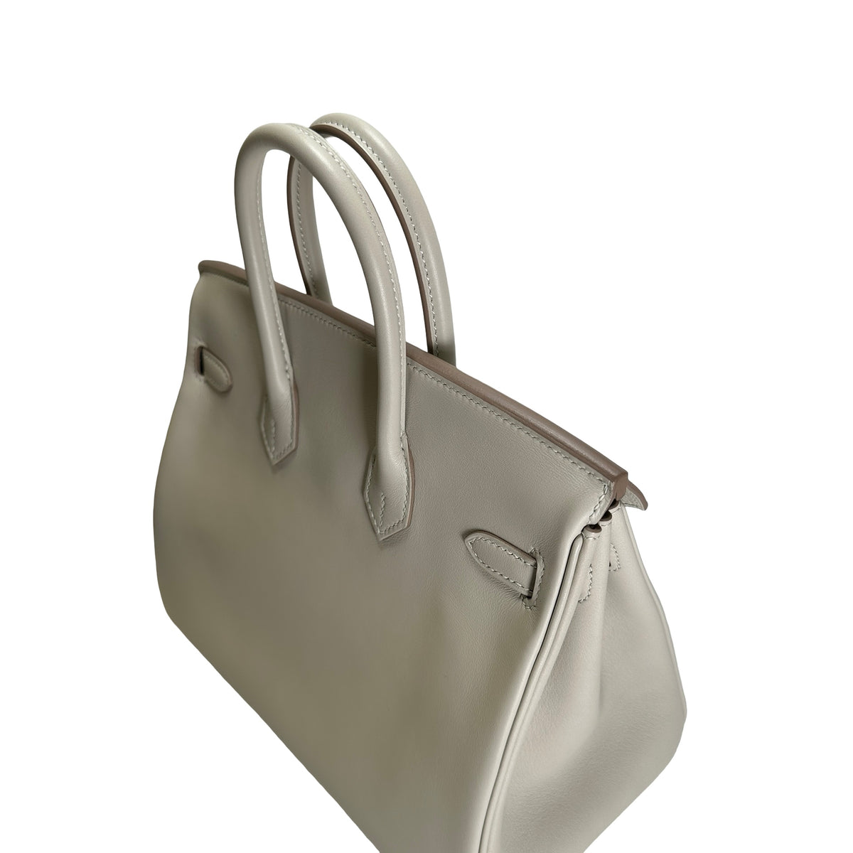 Used HERMES Swift Leather Birkin 25 Handbag Grey PHW
