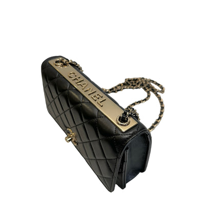 Used CHANEL Quilted Lambskin Wallet on chain Wallet on chain Black Gold