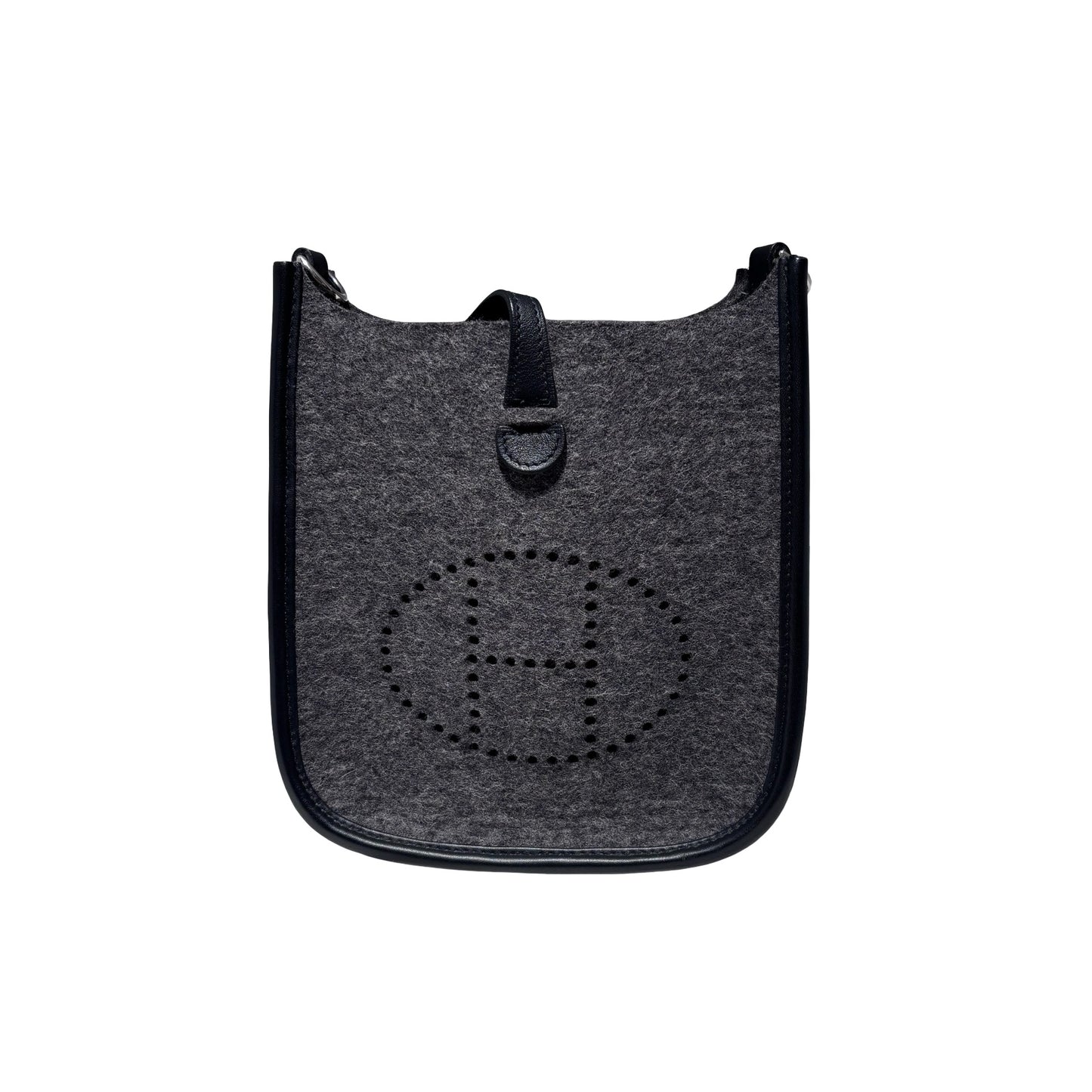 Used HERMÈS Wool MINI EVELYNE Cross Body Bag 0L Gris Moyen PHW