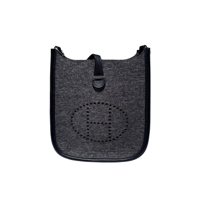 Used HERMÈS Wool MINI EVELYNE Cross Body Bag 0L Gris Moyen PHW