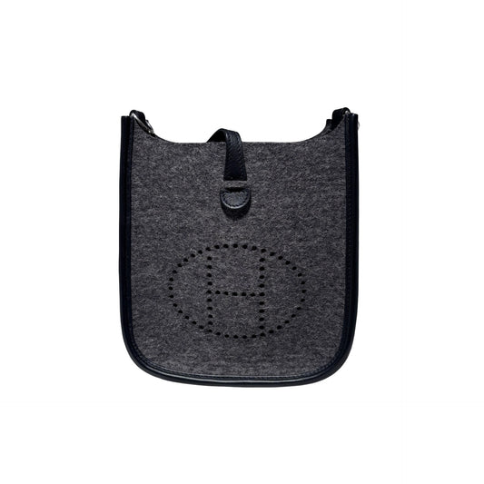 Used HERMÈS Wool MINI EVELYNE Cross Body Bag 0L Gris Moyen PHW