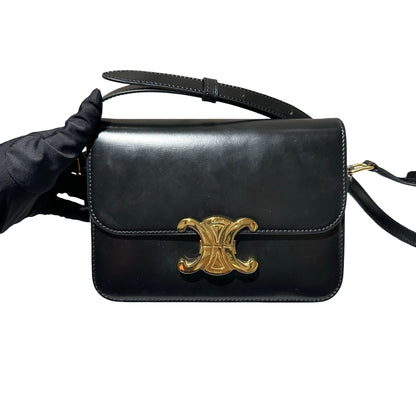 Used CÉLINE Trimphe Teen Cross Body Bag Black GHW