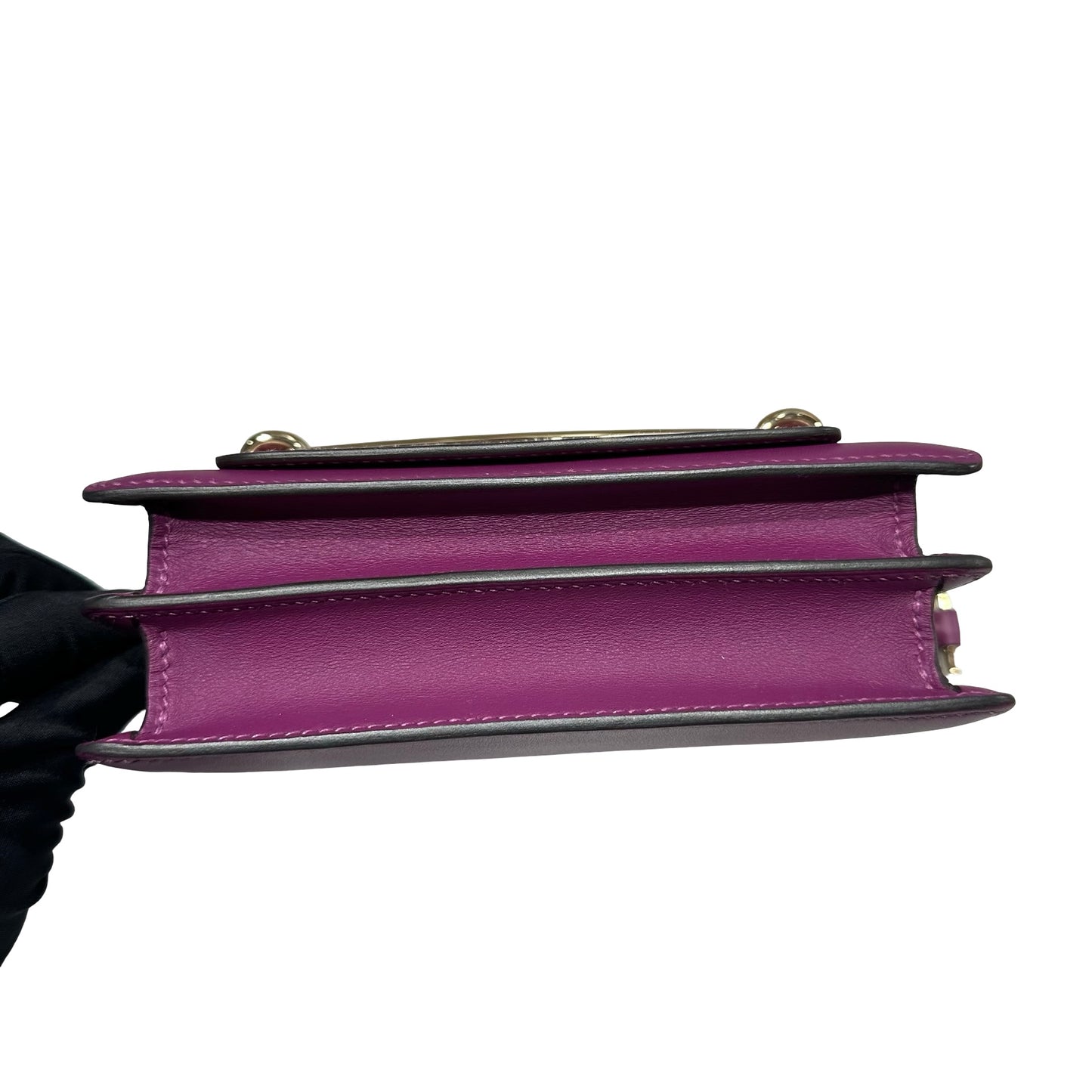 Used HERMÈS MINI ROULIS Cross Body Bag Purple GHW