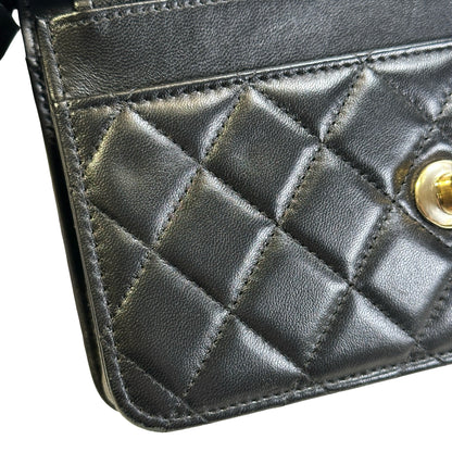 Used CHANEL Quilted Leather Wallet On Chain Wallet on chain Black