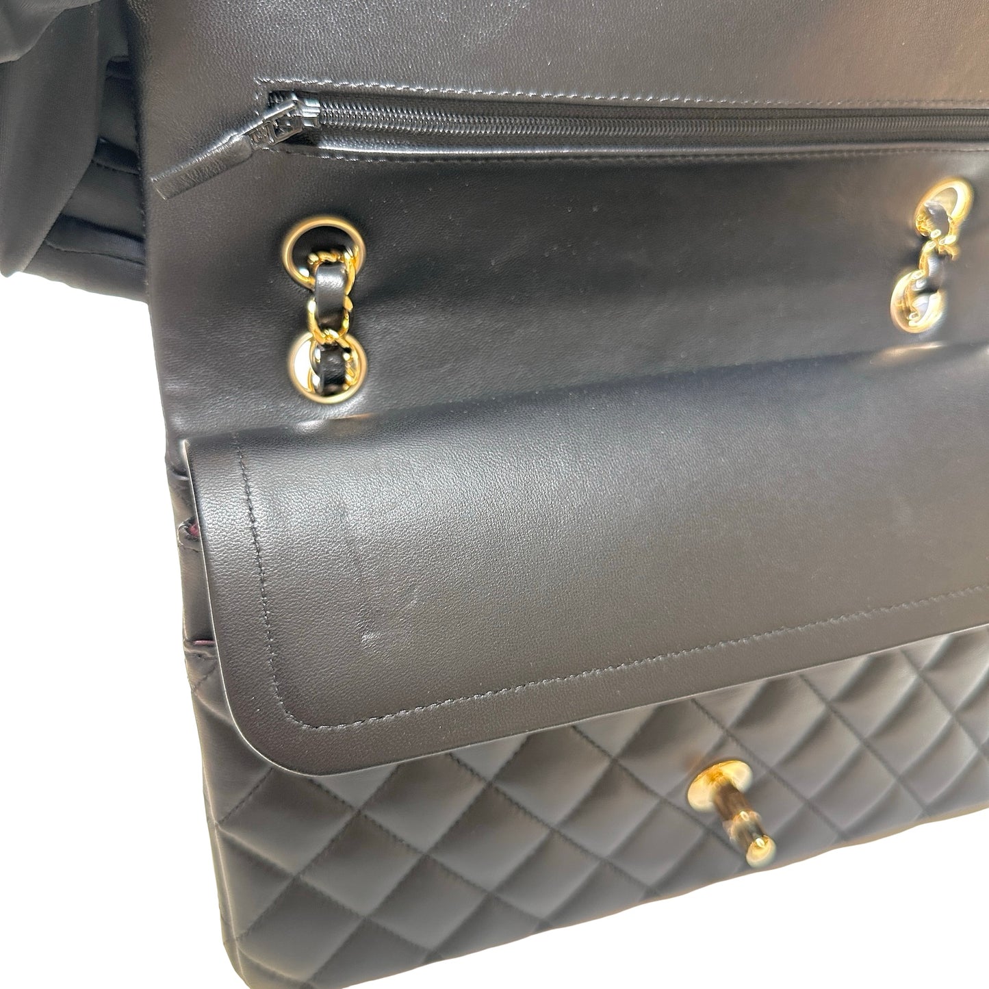 Used CHANEL Lambskin CF 25 Clambskin Chain Shoulder Bag Black