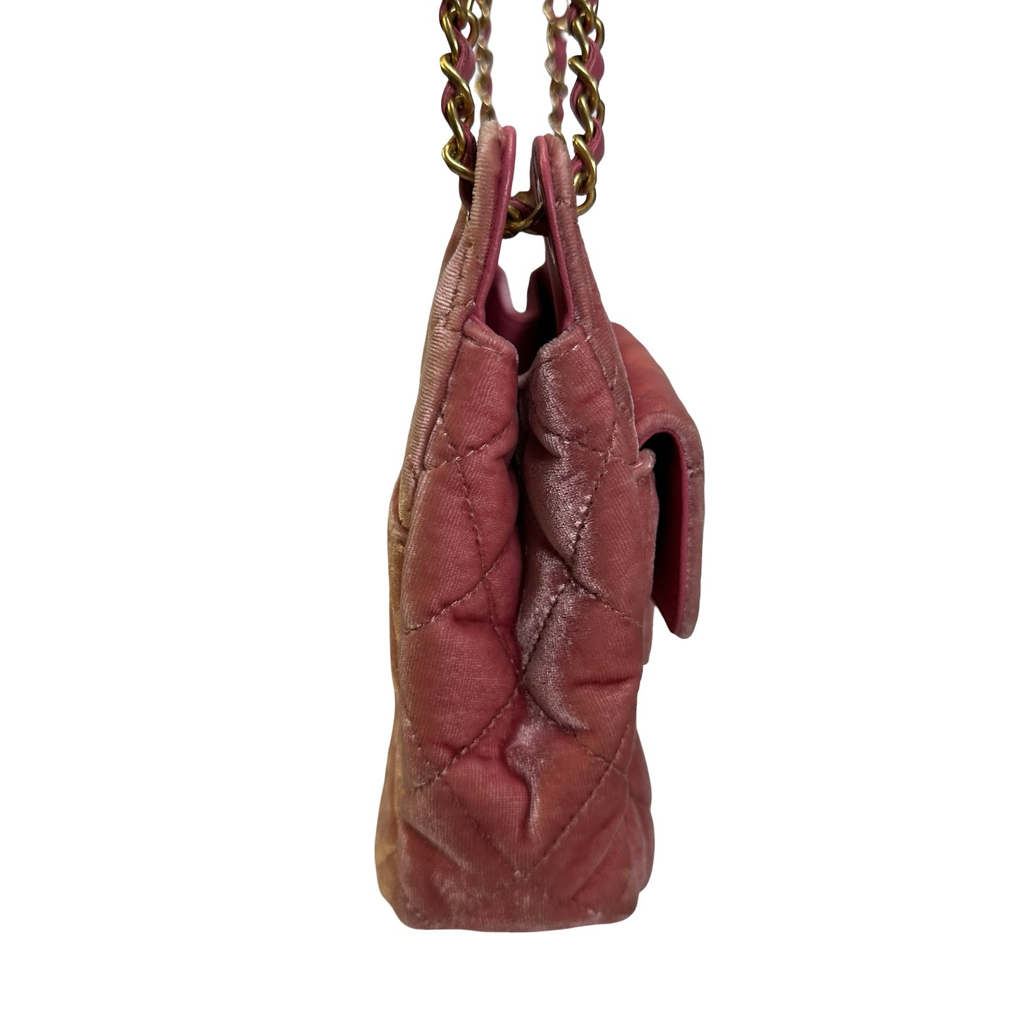 Used CHANEL Quilted Velvet Small Hobo Bag Hobo Bag Pink GHW