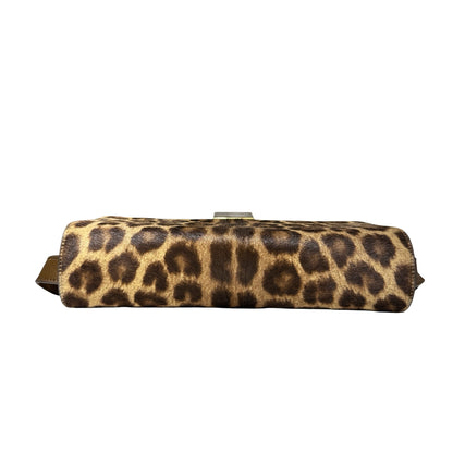 Used SAINT LAURENT Leopard Print Suede Bellechasse Cross Body Bag Brown GHW