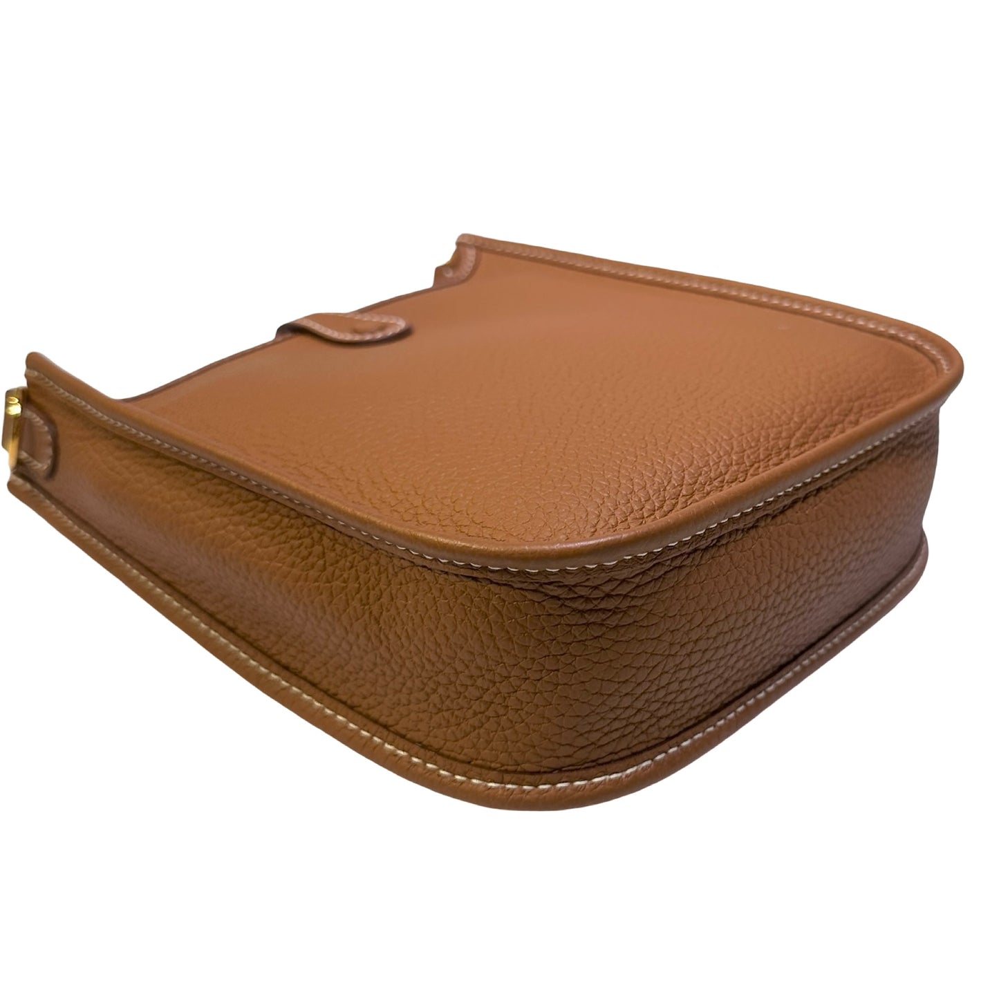 Used HERMES Clemence Leather Evelyne Crossbody Bag Brown GHW
