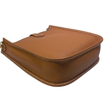 Used HERMES Clemence Leather Evelyne Crossbody Bag Brown GHW