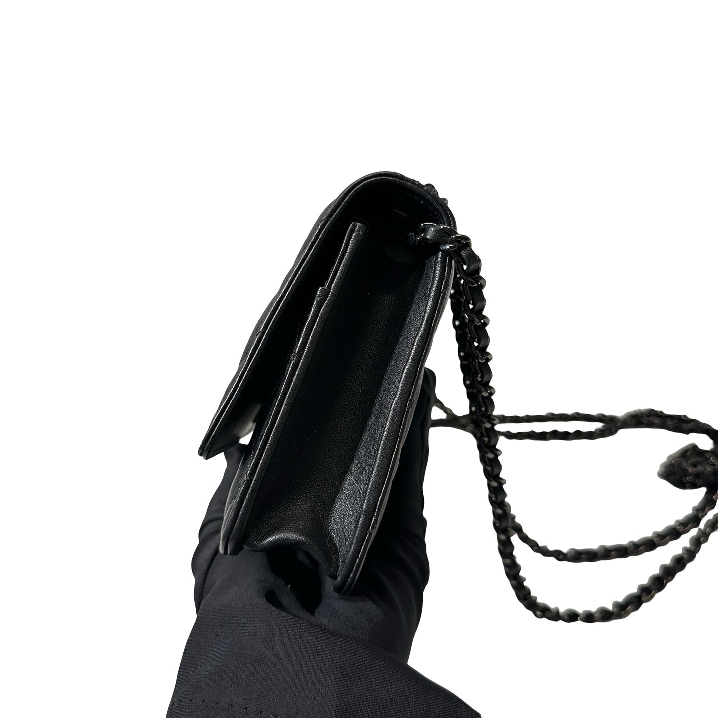Used Chanel Lambskin Leather WOC Cross Body Bag So Black