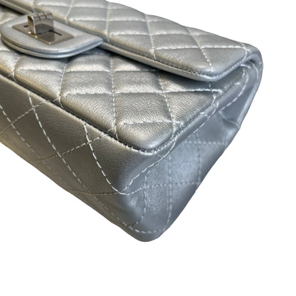 Used CHANEL Quilted Calfskin Mini 2.55 Chain Shoulder Bag Silver