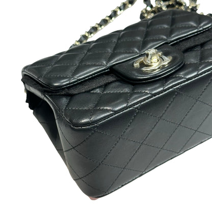 New Chanel Lambskin Leather Mini flap 17cm Cross Body Bag Black GHW