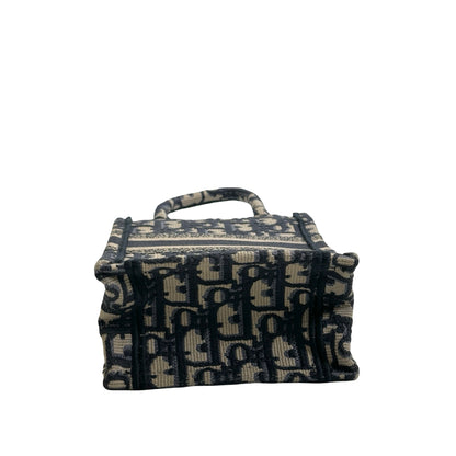 Used DIOR Dior Oblique Embroidery Mini Book tote phone bag Tote Bag Blue Beige