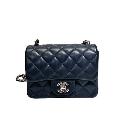 Chanel Mini Square Flap Cross Body Bag Navy PHW
