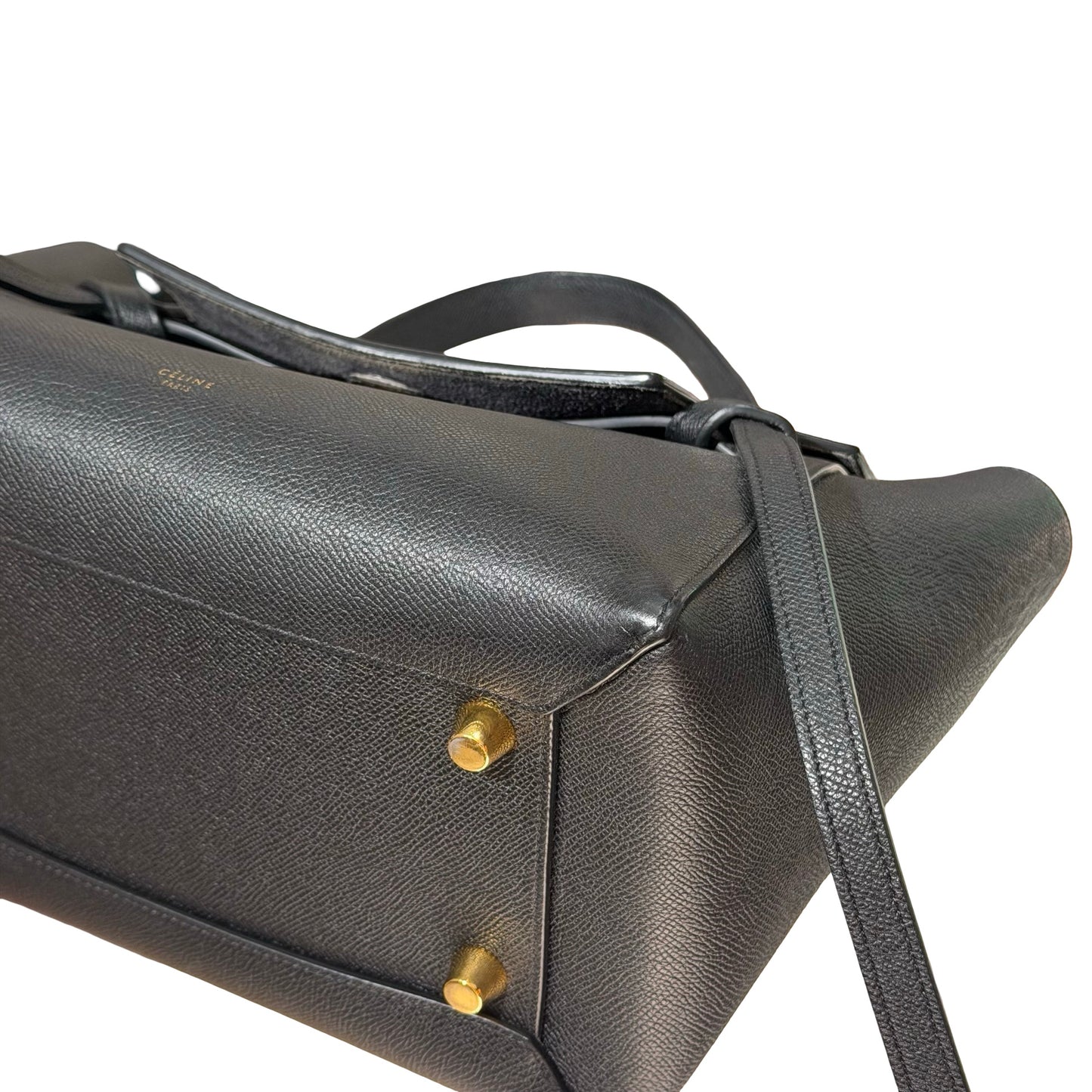 Used CÉLINE Calfskin Leather Belt Cross Body Bag Black GHW