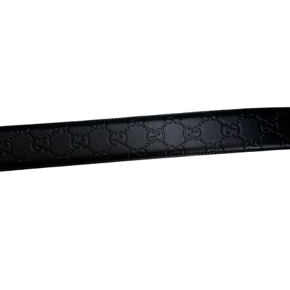 Brand New GUCCI Guccissima Leather Interlocking G Belt Belt Black PHW