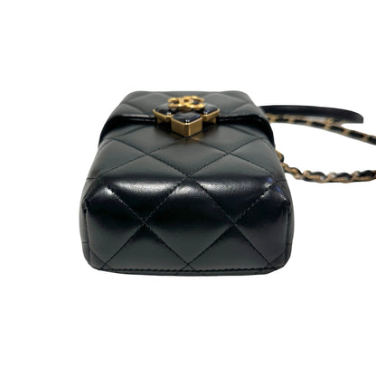 Used CHANEL Quilted Lambskin Plexi Box Bag Shoulder Bag Black Gold