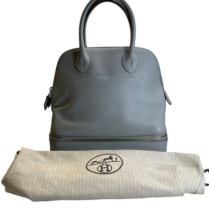Used HERMES Leather Bolide Secret Handbag Grey