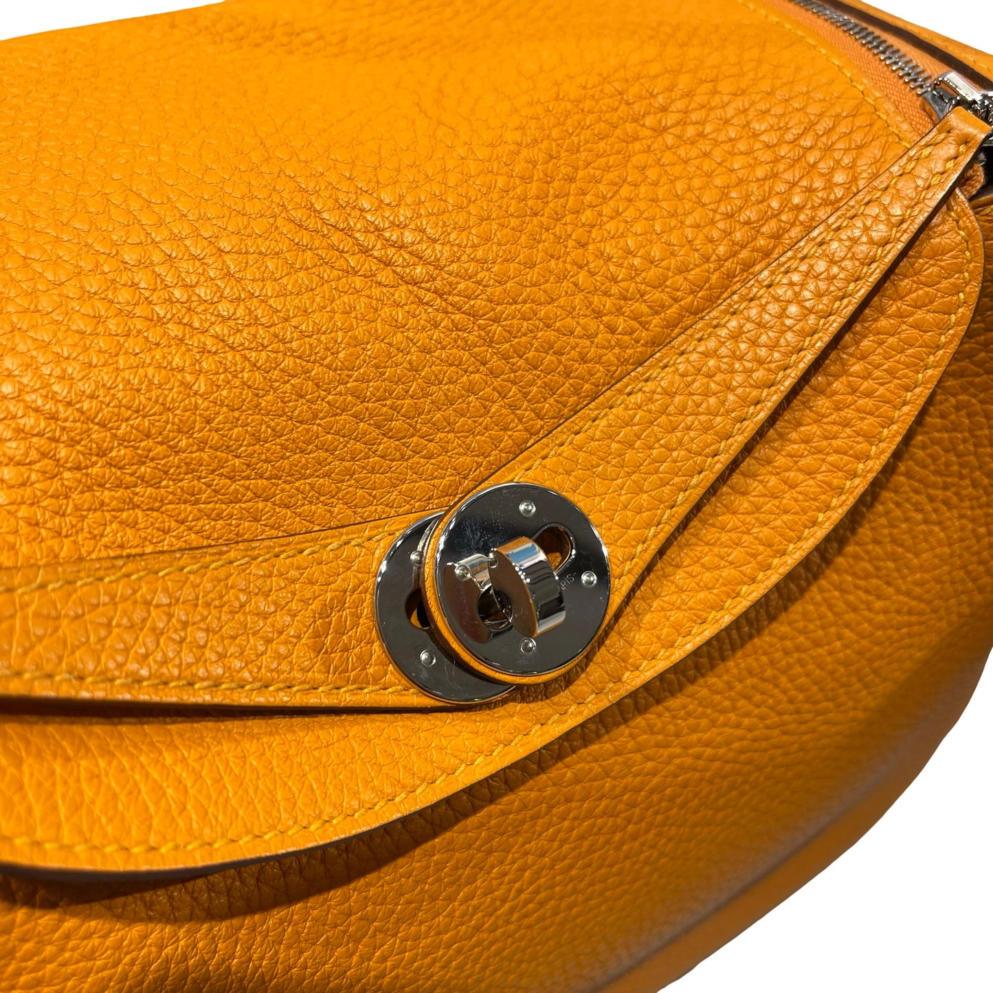 Used HERMÈS Clemence leather Lindy 26 Cross Body Bag PHW Orange (93)