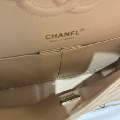 Used CHANEL Calf skin CF 25 Shoulder Bag Beige GHW