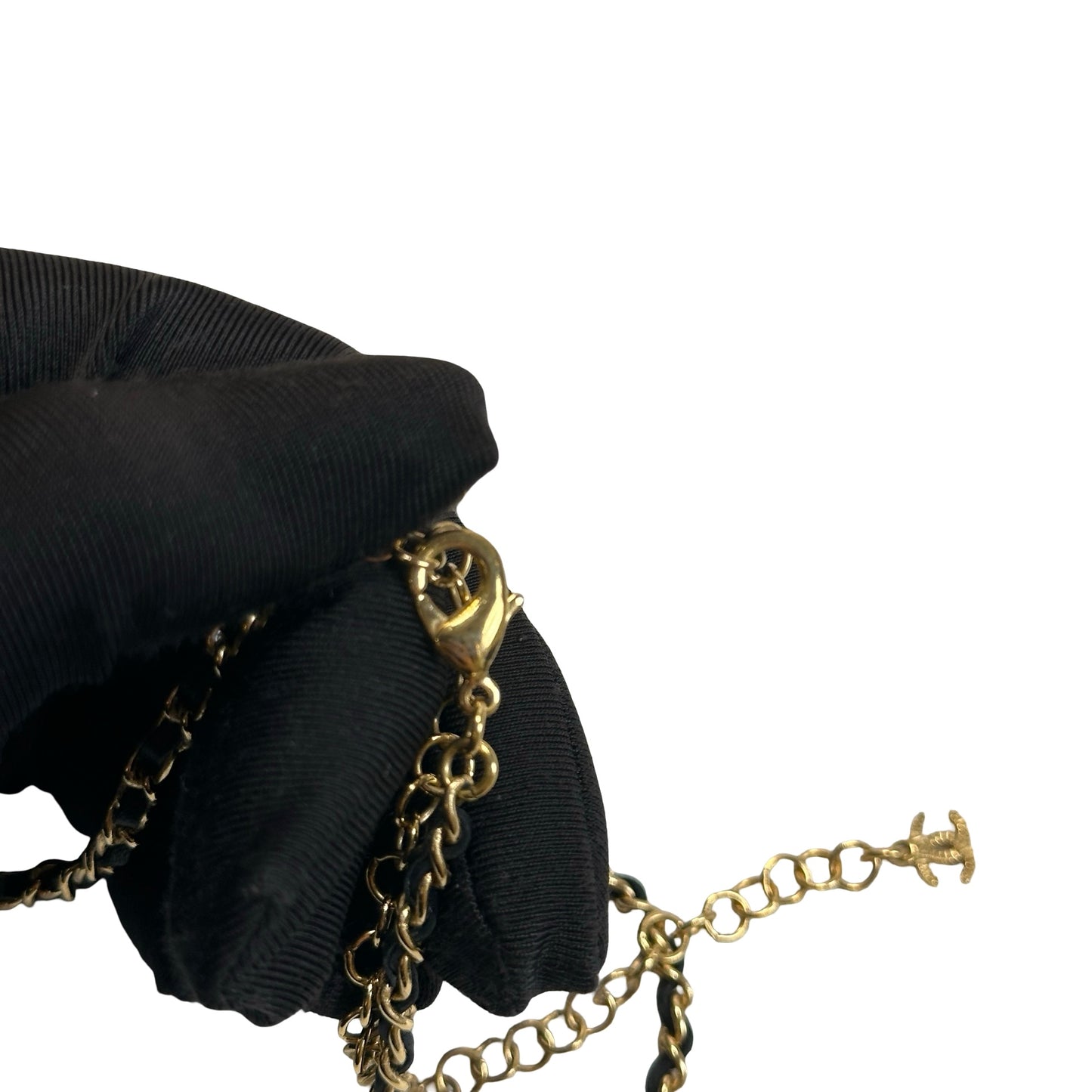 Used CHANEL Chain Bow Bow Ribbon Chain Necklace Gold Black