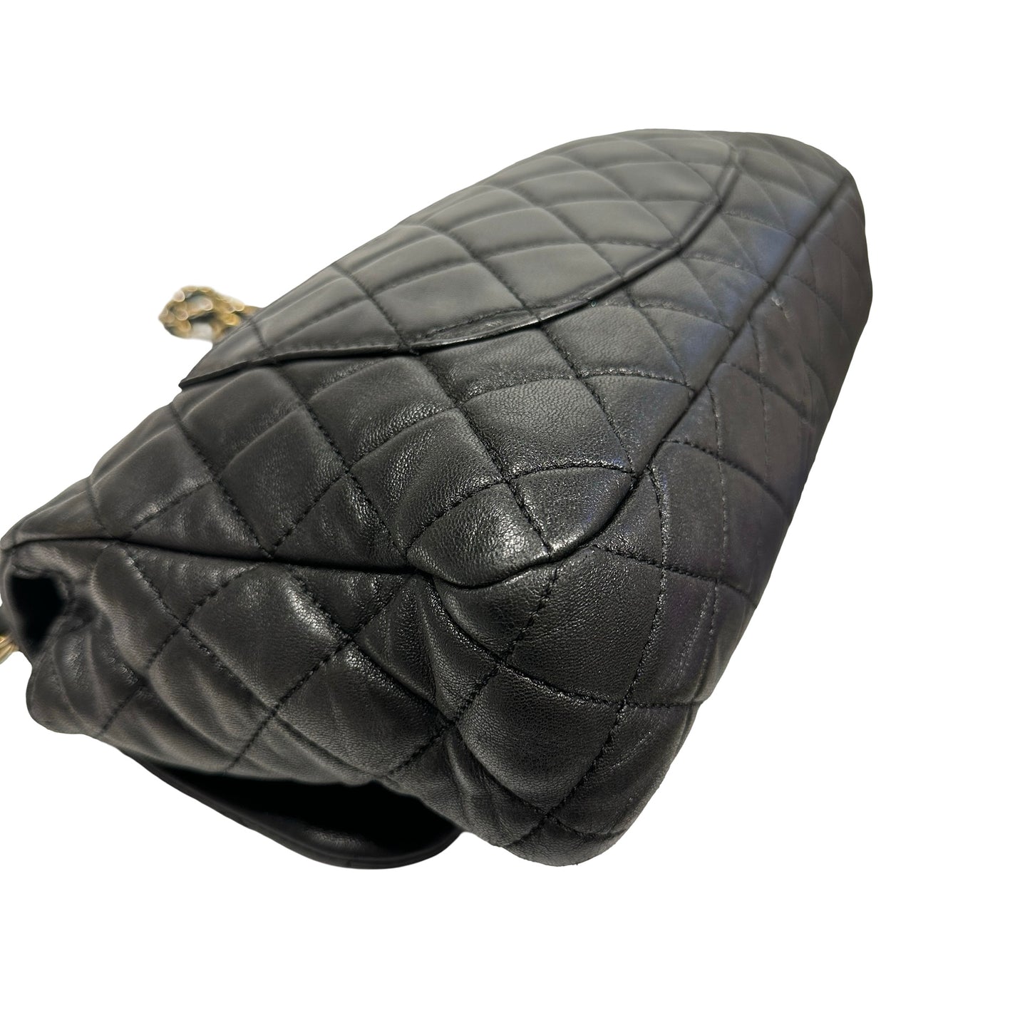 Used Chanel Lambskin Leather FLAP Shoulder Bag Black GHW