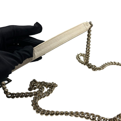 Used Chanel Caviar Leather WOC Shoulder Bag White PHW