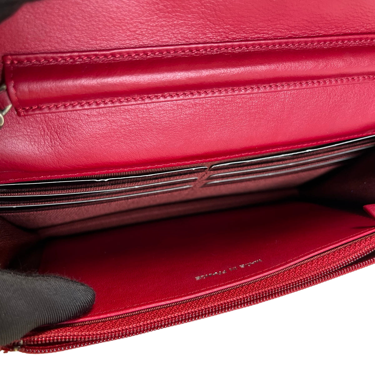 Used CHANEL Quilted Patent Leather 2.55 WOC Handbag Red
