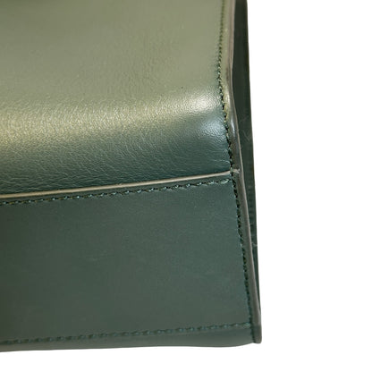 Used BALLY Leather Colorblock Tote Bag Tote Bag Dark Green Beige