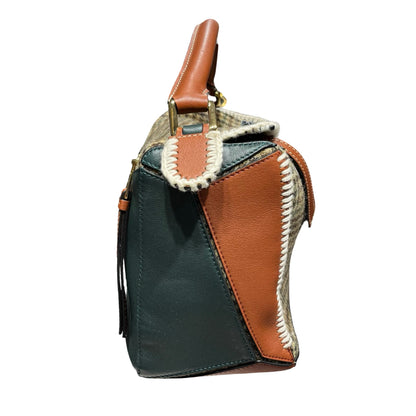 Used LOEWE Puzzle Medium Crossbody Bag Brown Green