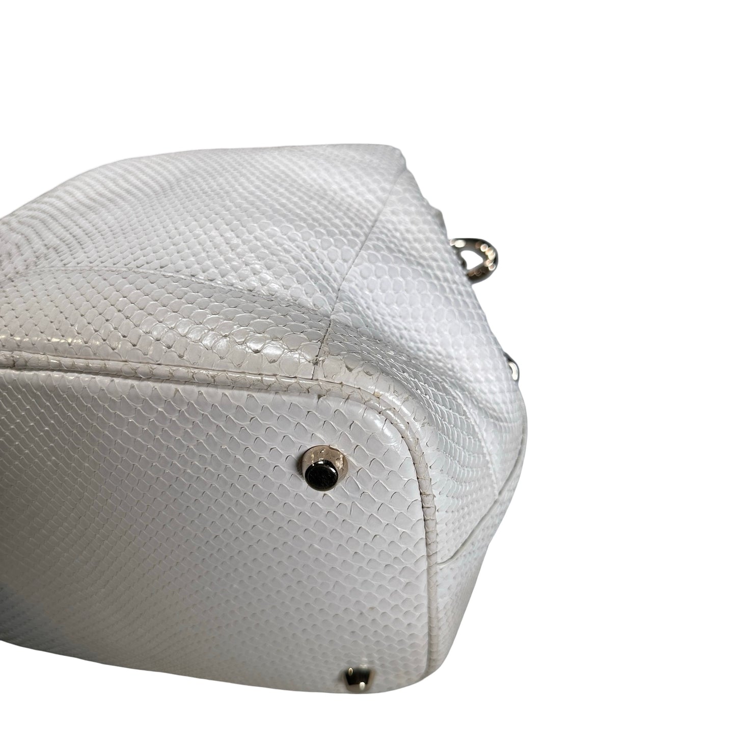 Used CHRISTIAN DIOR Python Bucket Bag Bucket Bag White GHW
