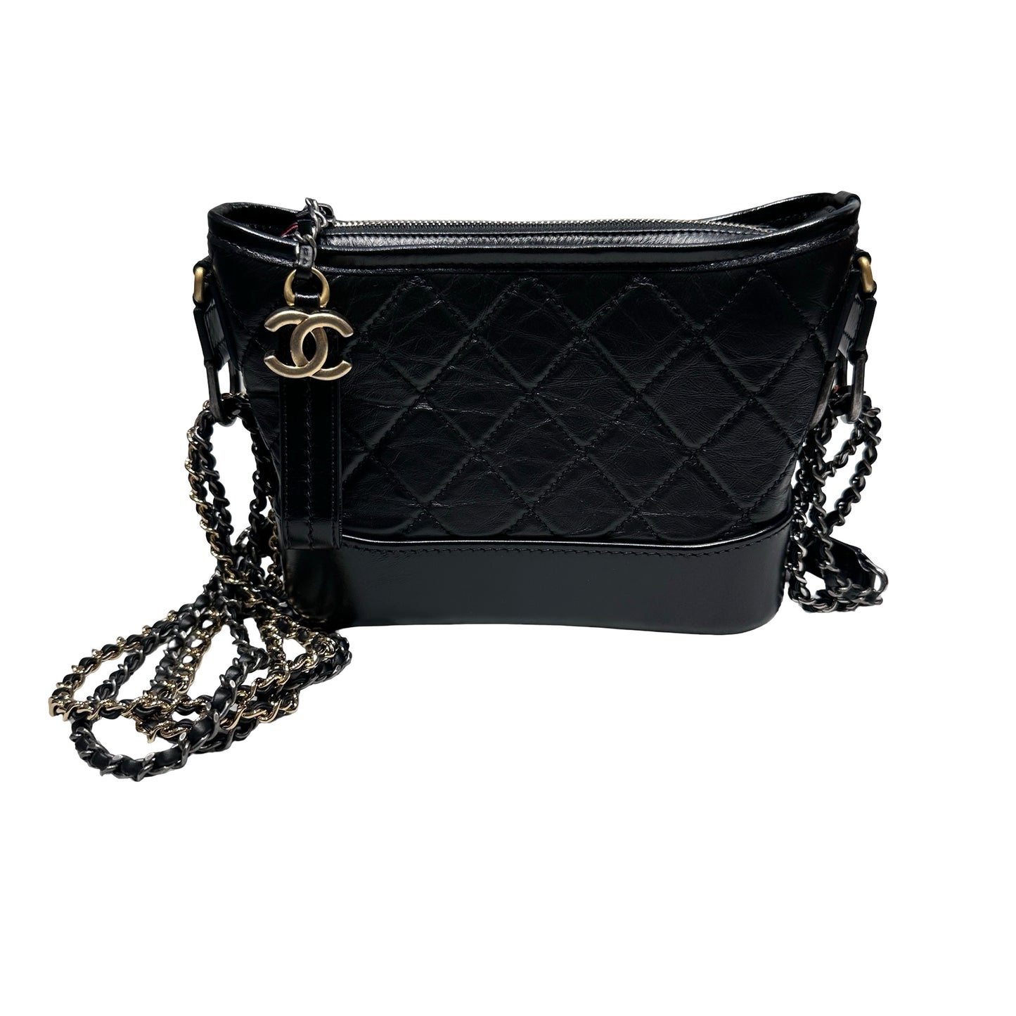 Used CHANEL Gabrielle small Chain Shoulder Bag Black PHW