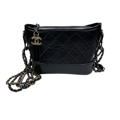 Used CHANEL Gabrielle small Chain Shoulder Bag Black PHW