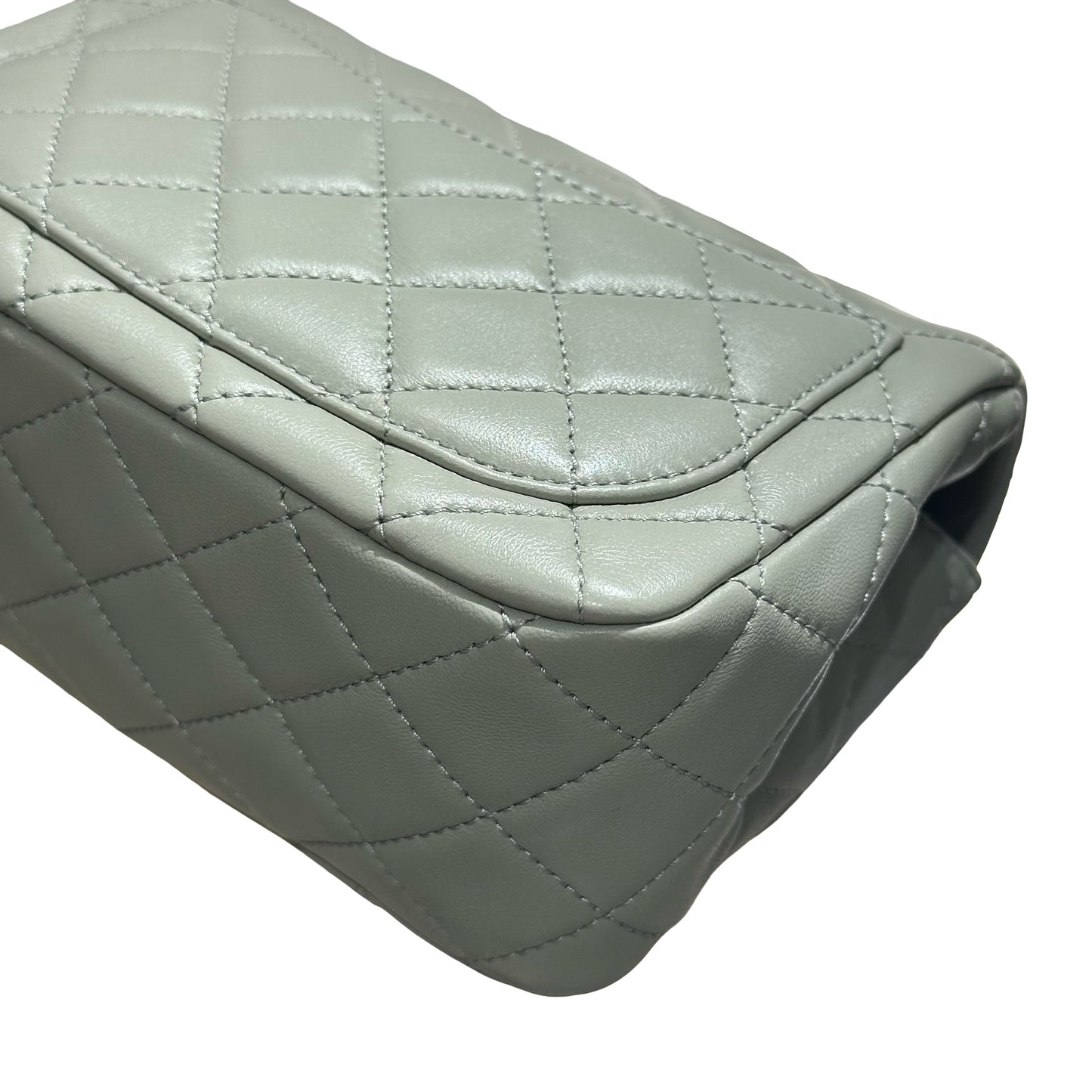 Unused CHANEL Min Flap 17cm with Gold Ball Cross Body Bag Grey GHW