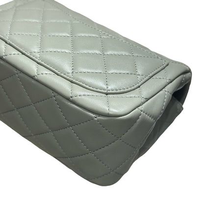 Unused CHANEL Min Flap 17cm with Gold Ball Cross Body Bag Grey GHW