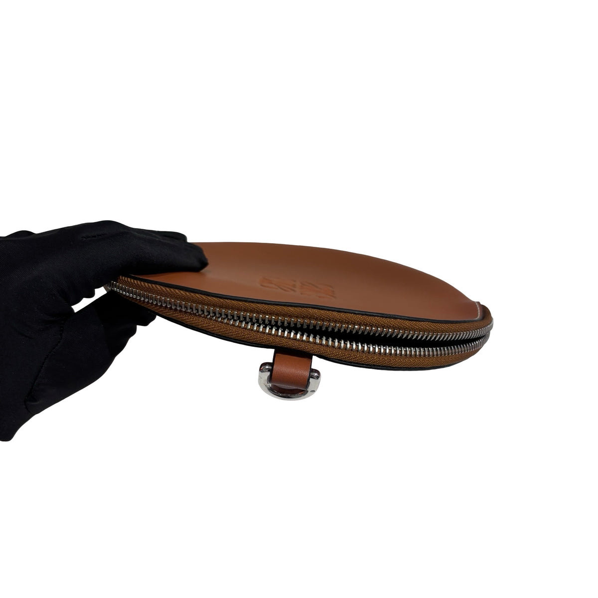 Used LOEWE Leather Anagram Heel Pouch Crossbody Bag Brown，PHW