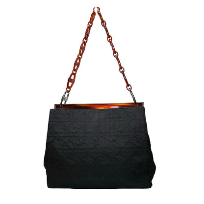 Used DIOR CANVAS Shoulder Bag Black