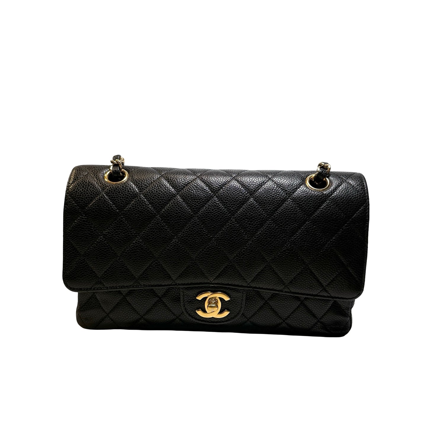 Used CHANEL Calfskin CF 25 Chain Shoulder Bag Black GHW
