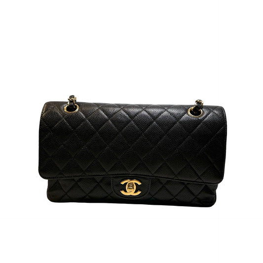 Used CHANEL Calfskin CF 25 Chain Shoulder Bag Black GHW