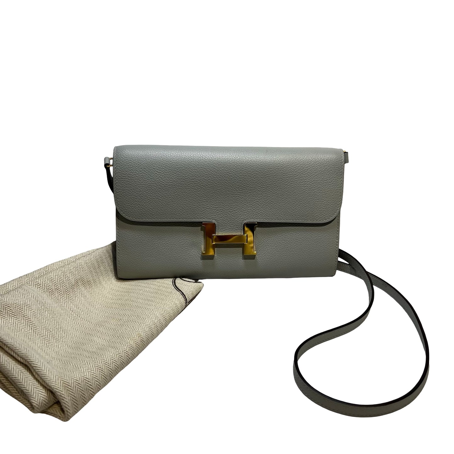 Used HERMÈS Calfskin Leather Constance to go Shoulder Bag Blue