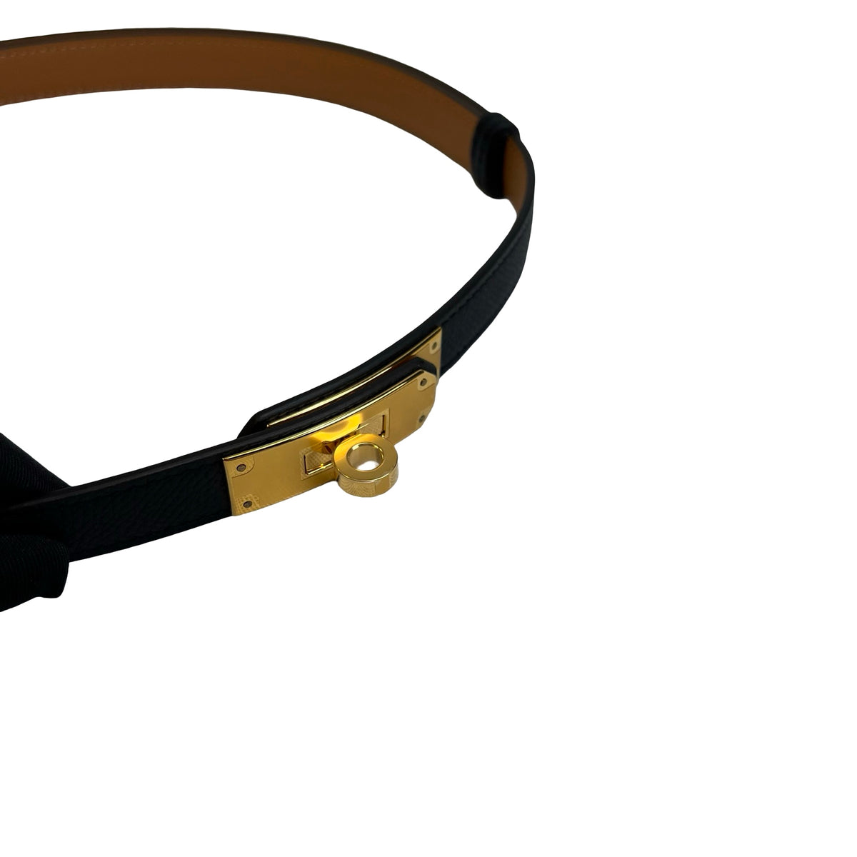 Brand New HERMES Leather Kelly Belt Black Gold