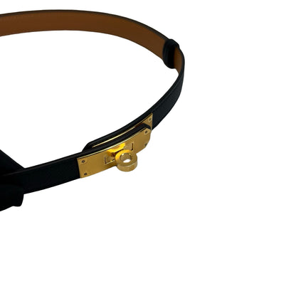 Brand New HERMES Leather Kelly Belt Black Gold