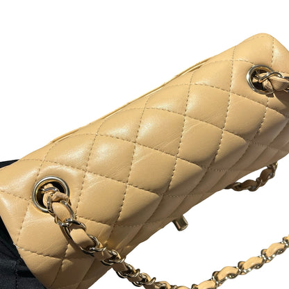 Used CHANEL MINI FLAP 20 CM Mini Bag Beige PHW