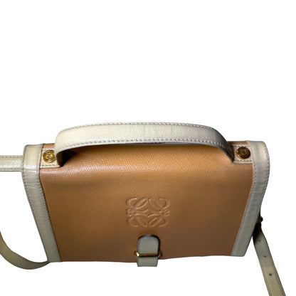 Used LOEWE Lambskin Leather Vintage Shoulder Shoulder Bag Beige Yellow