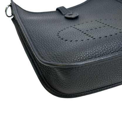 Used HERMES Clemence Evelyne Crossbody Bag Black